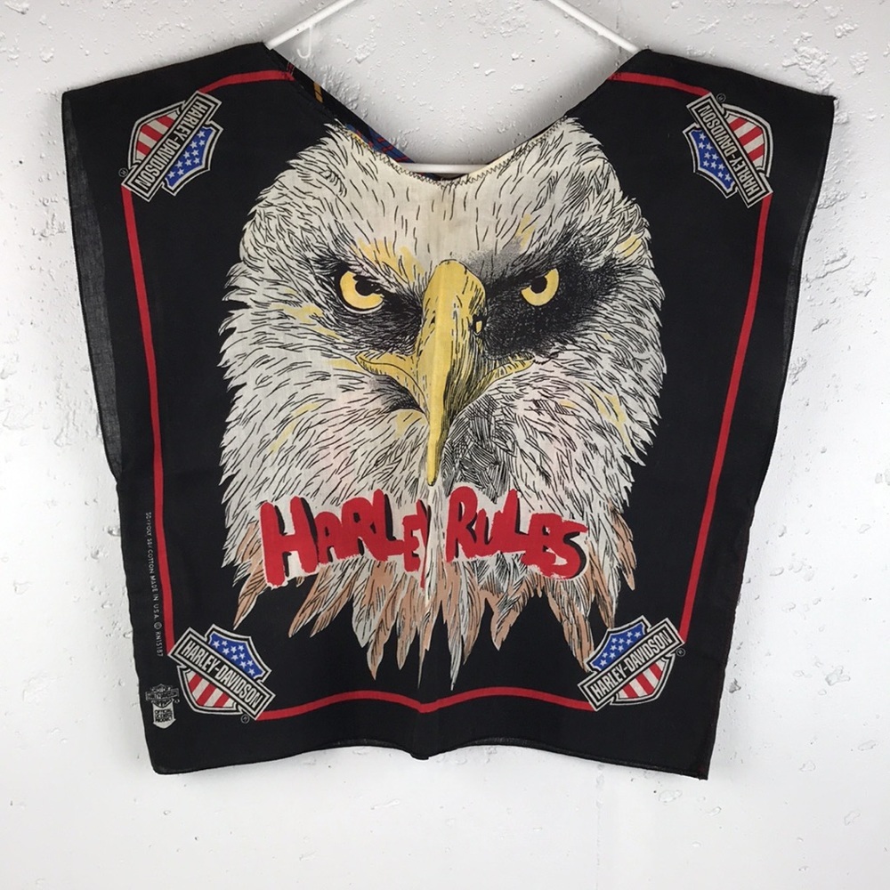 RARE Vintage 90's HARLEY-DAVIDSON Unisex Eagle-American Glory Poly & Cotton Vest
